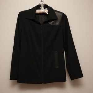 Black Gabriel Jacket with Leather Trim